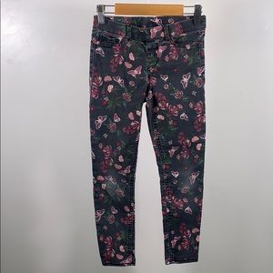 Girls 7-8 butterfly floral black stretch jeggings